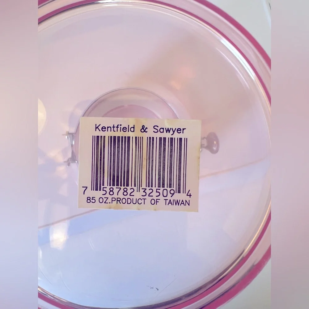 Two Vintage 85 Oz Pink Acrylic Airtight Jar Storage with Silver Clamp Closure.